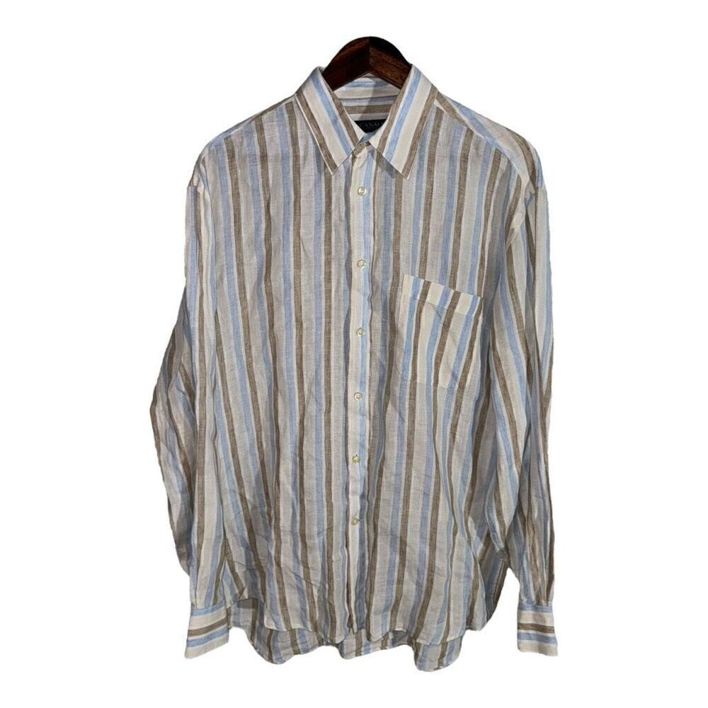Canali Pure Linen Made in Italy Button Up Shirt L